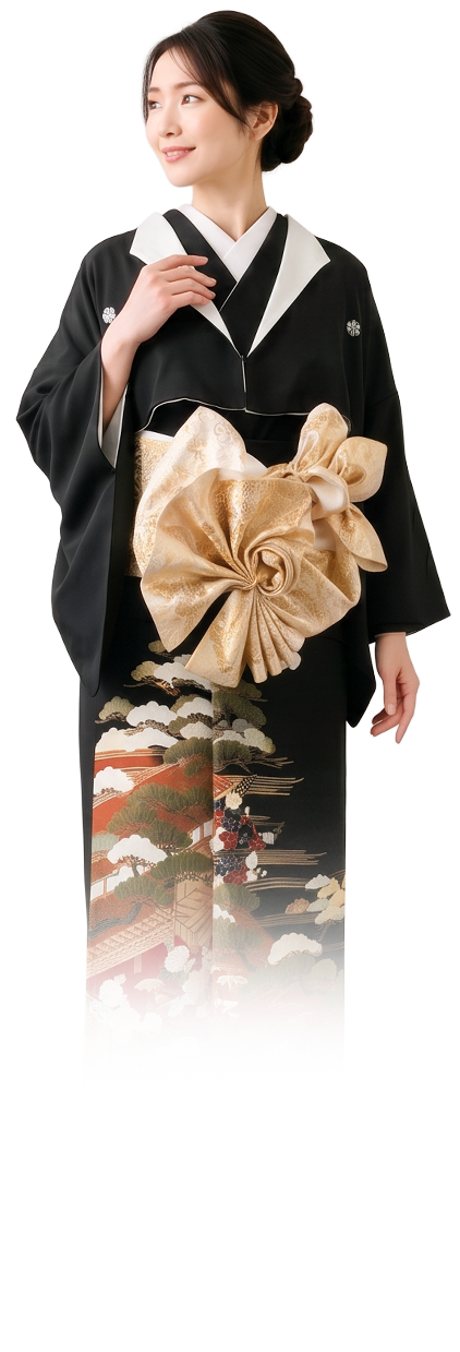 Woman wearing a RINKA kimono dress
